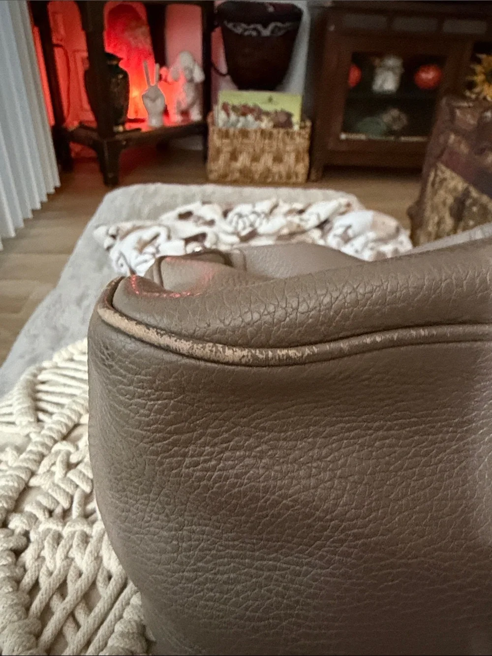 Furla Pebbled Leather Taupe Hobo Bag